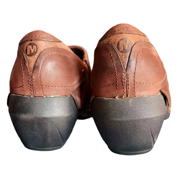 Merrell Luxe Wrap Espresso Brown Oiled Nubuck Leather Womens Clogs Stud Trim 7.5 - Picture 7 of 9